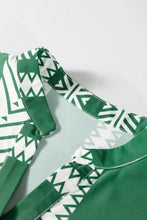 Load image into Gallery viewer, Green Boho Ethnic Print Half Button 3/4 Sleeve Casual Dress