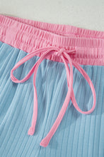 Load image into Gallery viewer, Clearly Aqua Soft Ribbed Color Block Trim Casual Short Set