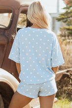Load image into Gallery viewer, Yellow Exposed Seam Detail Polka Dot Loose Tee Drawstring Shorts Set