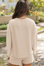 Load image into Gallery viewer, Chestnut Corded Knit Long Sleeve Top and High Waist Shorts Set