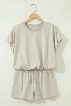 Load image into Gallery viewer, Light Blue Solid Color Puffy Loose Top Drawstring Shorts 2pcs Outfit
