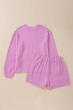Load image into Gallery viewer, Chestnut Corded Knit Long Sleeve Top and High Waist Shorts Set