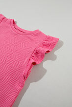 Load image into Gallery viewer, Bonbon Textured Ruffled Sleeve Tee and Drawstring Elastic Waistband Shorts Set