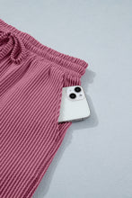Load image into Gallery viewer, Pitaya Pink Twisted Ribbed Loose Tee Drawstring Elastic Waist 2pcs Short Set