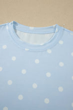Load image into Gallery viewer, Yellow Exposed Seam Detail Polka Dot Loose Tee Drawstring Shorts Set