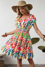 Load image into Gallery viewer, Sky Blue Abstract Print V Neck Dolman Sleeve Ruffle Tiered Mini Dress