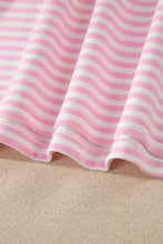 Load image into Gallery viewer, Pink Stripe Cuffed Short Sleeve Contrast Mock Neck Tee Dress