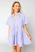Load image into Gallery viewer, Lavendula Plaid Ruffle Wide Short Sleeve Babydoll Mini Dress
