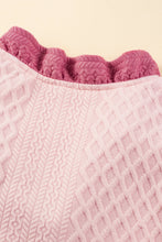 Load image into Gallery viewer, Light Pink Textured Puff Sleeve Ruffled V Neck Shift Mini Dress