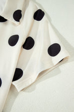 Load image into Gallery viewer, Beige Polka Dot Print V Neck Tee Short Set