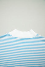 Load image into Gallery viewer, Pink Stripe Oversize Mock Neck Sweatshirt and Shorts Set
