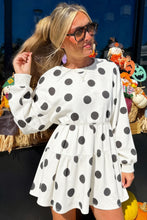 Load image into Gallery viewer, Pink Polka Dot Printed Long Sleeve Flared Mini Dress