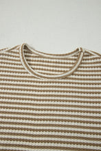Load image into Gallery viewer, Brown Stripe Breathable Textured Knit Short 2pcs Set