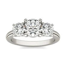 Load image into Gallery viewer, AGI Certified 2 CTW Classic Three-Stone Round Lab Grown Diamond (G-VS) Engagement Ring in 14K White Gold