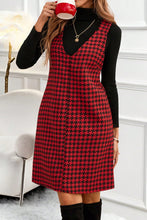 Load image into Gallery viewer, Red Houndstooth Print V Neck Sleeveless Mini Dress
