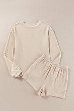Load image into Gallery viewer, Chestnut Corded Knit Long Sleeve Top and High Waist Shorts Set