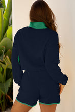 Load image into Gallery viewer, Yellow Color Block Patchwork Half Button Pullover and Shorts 2pcs Outfit