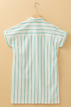 Load image into Gallery viewer, Mint Green St Patricks Striped Wide Short Sleeve Shift Mini Shirt Dress