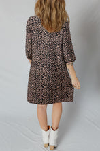 Load image into Gallery viewer, Black Leopard Print Bubble Sleeve Shift Mini Dress