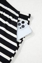 Load image into Gallery viewer, Black White Striped Short Sleeve Top and Shorts Set