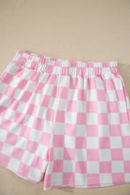 Load image into Gallery viewer, Black Checkered Print Color Block Trim Mock Neck Short Set
