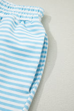 Load image into Gallery viewer, Pink Stripe Oversize Mock Neck Sweatshirt and Shorts Set
