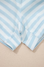 Load image into Gallery viewer, Pink Stripe Contrast Neck Loose Tee and Drawstring Shorts Set