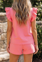 Load image into Gallery viewer, Coral Paradise Half Zipped Ruffled Short Set