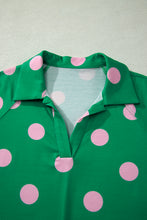 Load image into Gallery viewer, Beige Polka Dot Print V Neck Tee Short Set