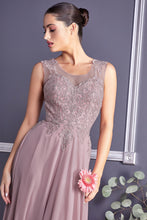 Load image into Gallery viewer, A-Line Chiffon Gown With Lace Embellished Bodice.