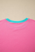 Load image into Gallery viewer, Clearly Aqua Soft Ribbed Color Block Trim Casual Short Set