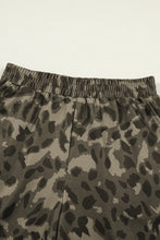 Load image into Gallery viewer, Brown Leopard Print Crew Neck Short Set