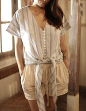 Load image into Gallery viewer, DARA Handwoven Cotton Cap Sleeve Shirt, in Riviera Blue