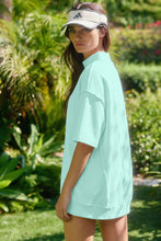 Load image into Gallery viewer, Yellow Cream Solid Color Exposed Seam Mock Neck Oversize Tee Casual Shorts 2pcs Outfit
