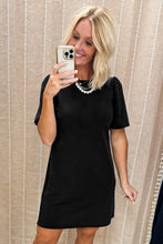 Load image into Gallery viewer, Black Bow Decor Backless Short Sleeve Shift Mini Dress