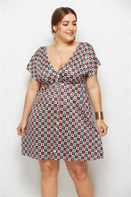 Load image into Gallery viewer, Printed Deep V-Neck Dress with Elastic Waist