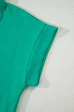 Load image into Gallery viewer, Beau Blue Solid Color Snap Button Polo Collar Short Sleeve Scallop Hem Mini Dress