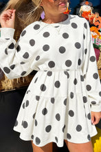 Load image into Gallery viewer, Pink Polka Dot Printed Long Sleeve Flared Mini Dress