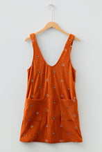 Load image into Gallery viewer, Gold Flame Flower Embroidered Corduroy Overall Mini Dress