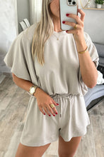 Load image into Gallery viewer, Light Blue Solid Color Puffy Loose Top Drawstring Shorts 2pcs Outfit