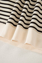 Load image into Gallery viewer, Black Stripe Ribbed Color Block Trim Zip Polo Tee Drawstring Shorts 2pcs Outfit