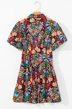 Load image into Gallery viewer, Multicolour Floral Puff Short Sleeve Shirt Mini Dress