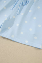 Load image into Gallery viewer, Yellow Exposed Seam Detail Polka Dot Loose Tee Drawstring Shorts Set