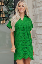 Load image into Gallery viewer, White Solid Color Eyelet Embroidered T Shirt Mini Dress