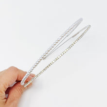 Load image into Gallery viewer, Pearls And Diamond Duo Headband
