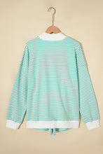 Load image into Gallery viewer, Pink Stripe Oversize Mock Neck Sweatshirt and Shorts Set