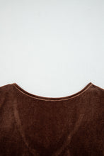 Load image into Gallery viewer, Chicory Coffee Solid Color Velvet V Neck Long Sleeve Tiered Mini Dress