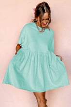 Load image into Gallery viewer, Light Pink Solid Color Pocketed Raw Edge Babydoll Dress