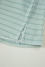 Load image into Gallery viewer, Green Stripe Raised Rib Loose Tee Drawstring Elastic Waist 2pcs Short Set
