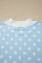 Load image into Gallery viewer, Pink Polka Dot Print Color Block Trim Mock Neck Short Set